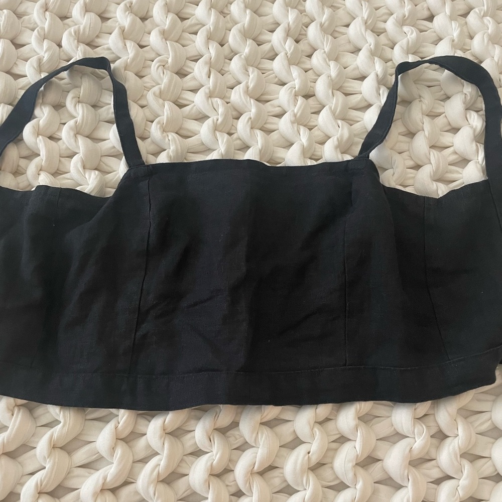 SOLD Boutique brand Bees & Bones handmade linen tie back top!